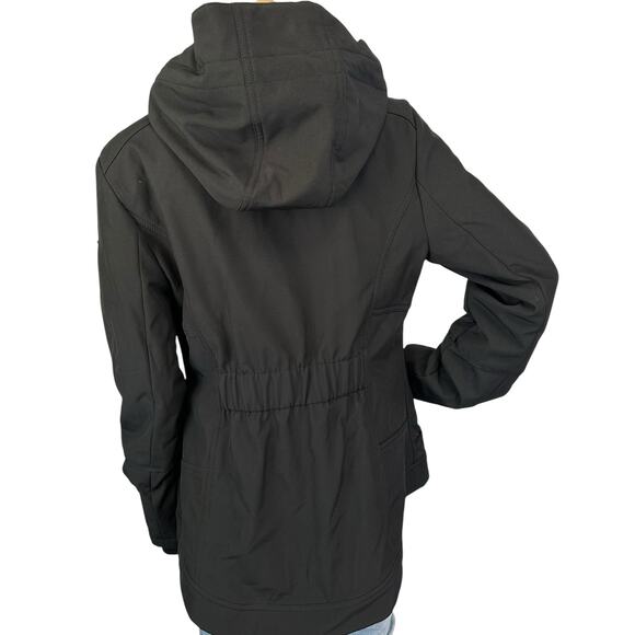 Guess Softshell Hooded Jacket Black Water + Wind Resistant Full Zip Size M - Picture 4 of 11